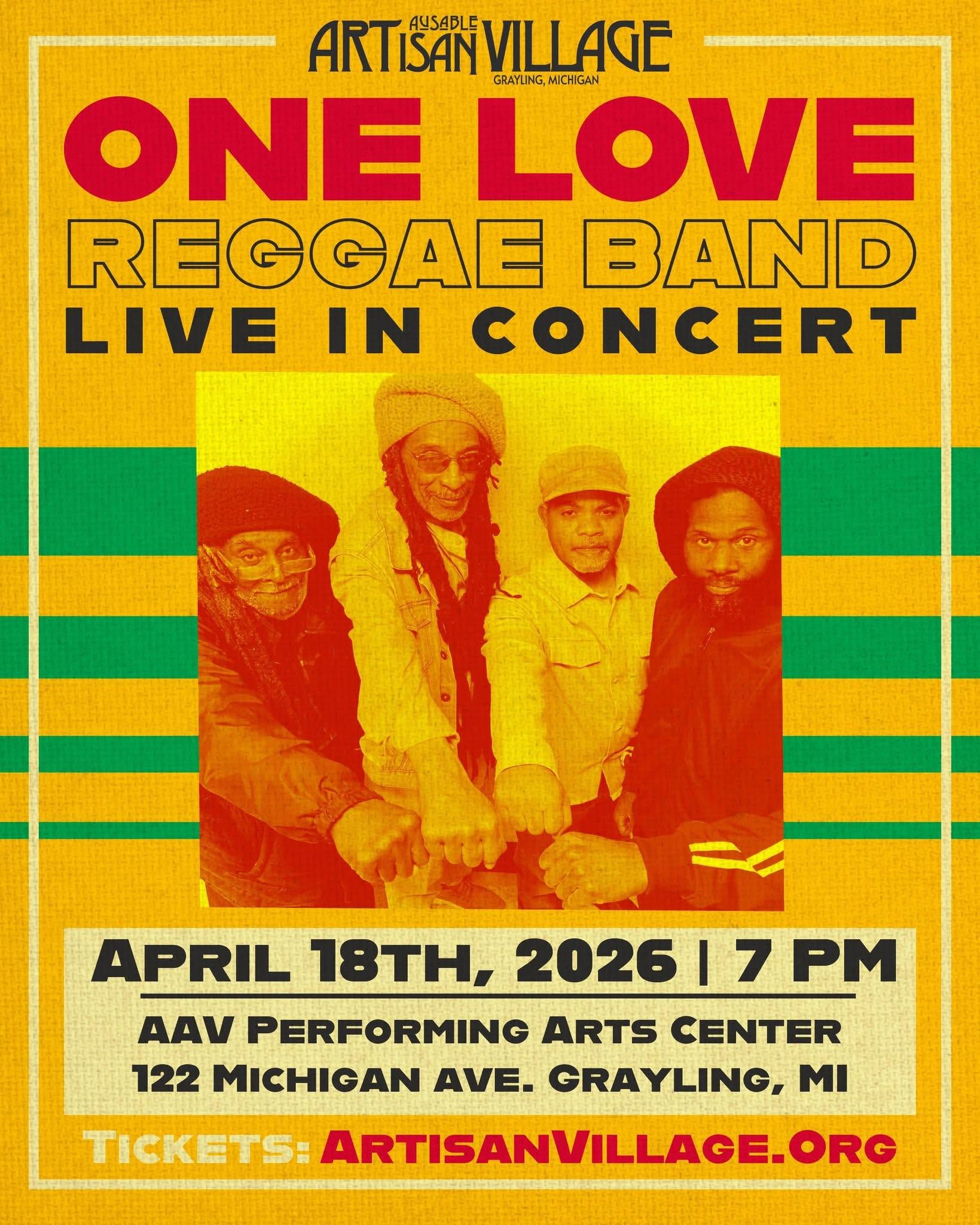 One Love show flyer, Apr 18 · Grayling