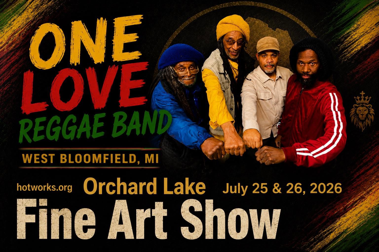 One Love show flyer, Jul 25–26 · West Bloomfield